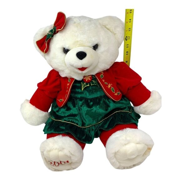 2001 Christmas Snowflake Friend Teddy Bear Girl Festive Bow Plush Stuffed Animal - Picture 8 of 10